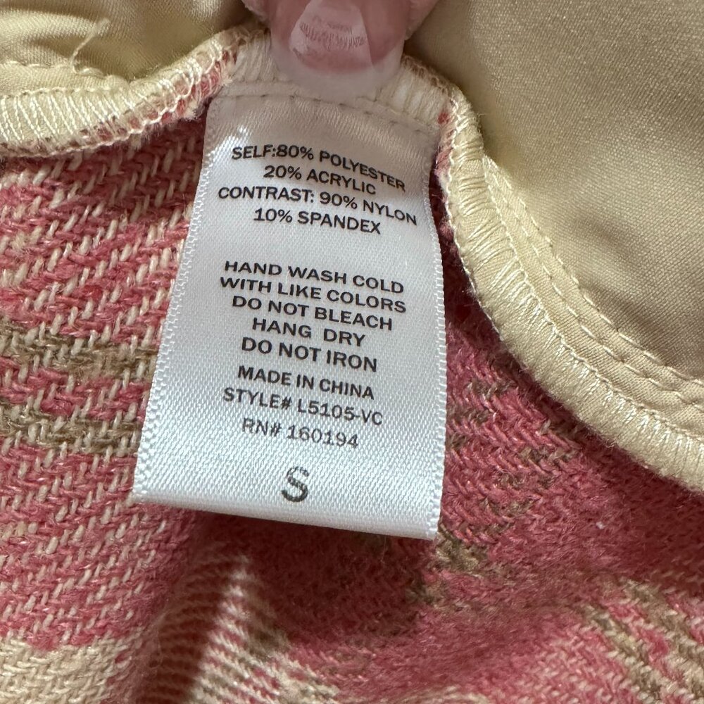 Brand New - By Together Pink & Cream Plaid Shacket - Size Small - Picture 7 of 7